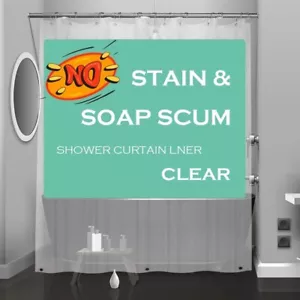 Clear Plastic Shower Curtain Liner 72x72 Inch Thin Lightweight Transparent New - Picture 1 of 7