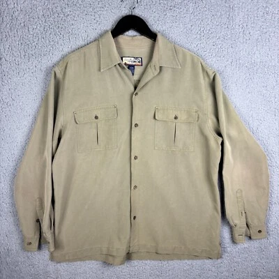 Camisa Havana Jack Café Hawaiana Para Hombre L Safari Verde Madera Botones Manga Larga Foto 1 de 4