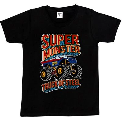 1Tee Kinder Jungen Super Monster, Truck of Steel T-Shirt