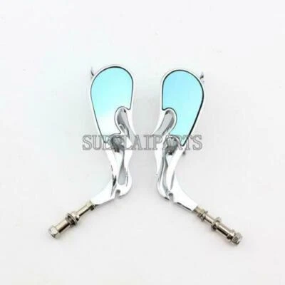 Espejos retrovisores cromados con calavera de llama para Harley Davidson Super Glide Road King Foto 1 de 4