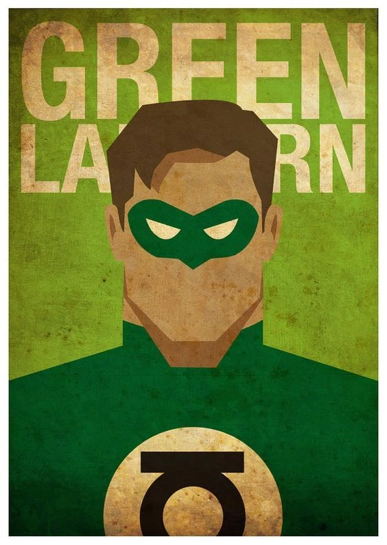 Vintage Minimalist Green Lantern on Canvas Home Decor wall painitng kids Room - Image 1 of 1