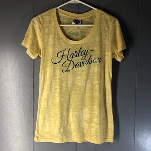 Harley Davidson Womens Yellow And Blue Foil Embellished XL Tee - Picture 1 of 8