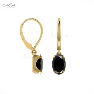 Dangling Women Earrings 1.44 CTW Black Diamond Prong Set In 14k Solid Gold Gift - Picture 1 of 23