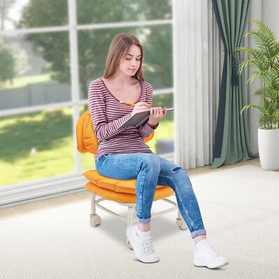 Taburete con ruedas naranja con respaldo Taburete con ruedas de alta resistencia Silla con ruedas Foto 1 de 4