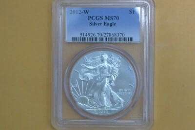 2012 W (BURNISHED) PCGS MS70 SILVER EAGLE - SPOTTED  - Image 1 of 4