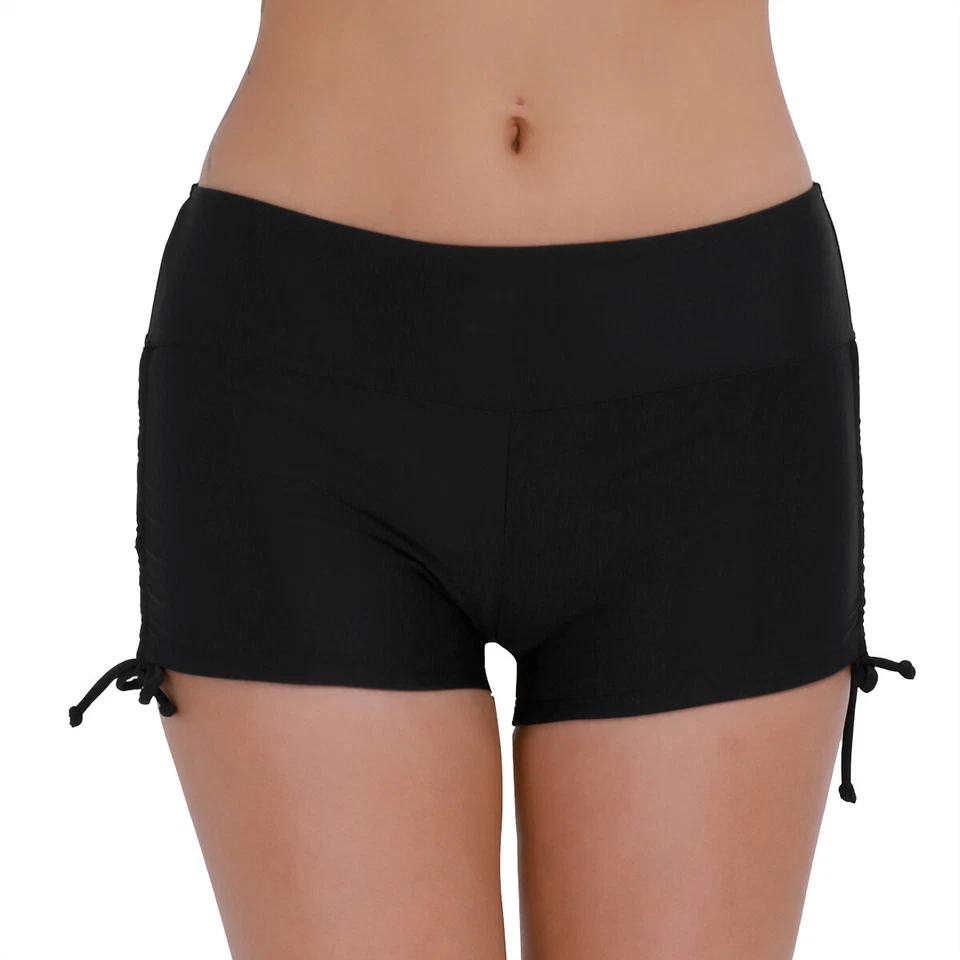Women's Mid Waist Shorts Swimsuit Briefs Bottom Beach Trunks Beach Boyshorts - Image 1 of 4