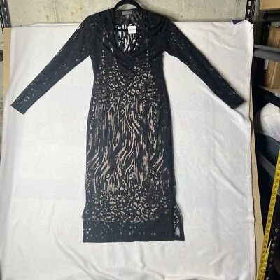Vestido Bold Elements Corte a Curva Negro Animal Burnout Forrado Manga Larga Talla S Foto 1 de 4