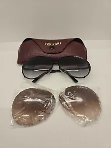 Gafas de sol Ferrari Aviator vintage con lentes ámbar y negras con estuche de cuero - Imagen 1 de 4