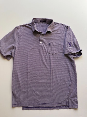 Johnnie-O Northwestern Wildcats Polo Shirt Mens Large Purple Golf Logo NCAA READ Cover