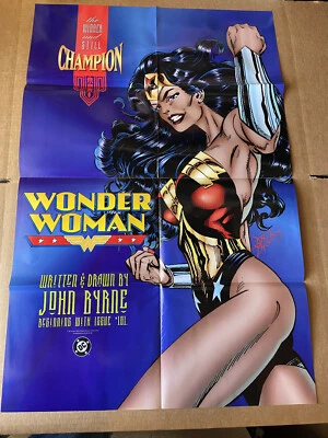 WONDER WOMAN 101 PROMO POSTER 22X34 NM DC COMICS JOHN BYRNE 1995