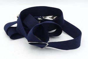 Men's Vintage Navy Blue Silver Tone Braces Suspenders - Picture 1 of 3