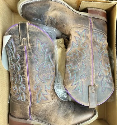 NEW in Box Laredo Purple Cowboy Approved Leather Boots Purple & Blue details - Image 1 of 4