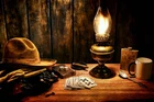 Western Art Table Surface Cowboy Oil Painting Wall Decor Picture Printed Canvas