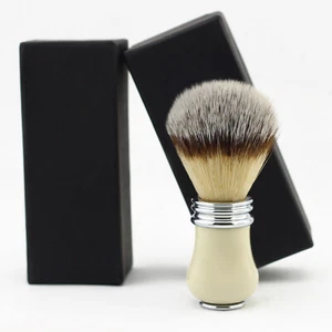 Cepillo Haryali Barbería Salón Afeitado Húmedo Sintético Punta Plateada Cerdas Color Marfil - Imagen 1 de 7