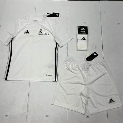 Adidas Aeroready Blanco Negro Uniforme de Fútbol Top/Pantalones Cortos/Calcetines Juveniles Talla M Foto 1 de 4