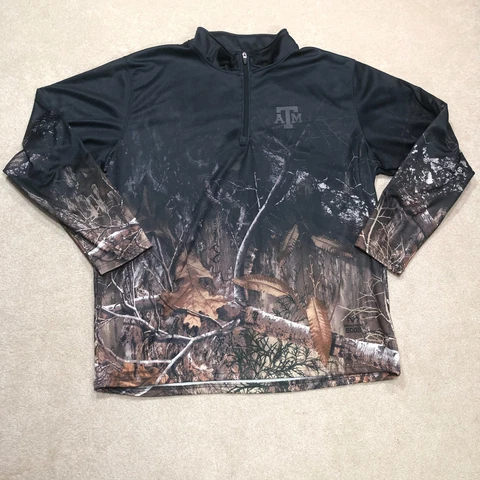 Texas A&M Aggies Hoodie Sweatshirt Mens 3XL XXXL Real Tree Camo 1/4 Zip Cover