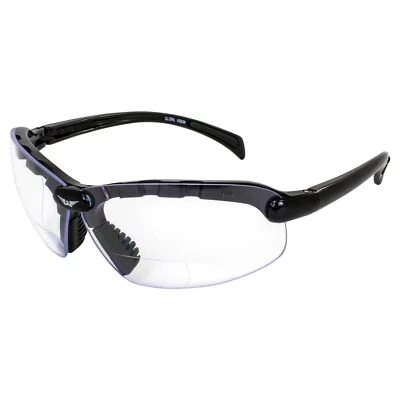 GLOBAL VISION C-2 BIFOCAL SAFETY GLASSES BLACK FRAMES 2.0 CLEAR LENS - Image 1 of 4