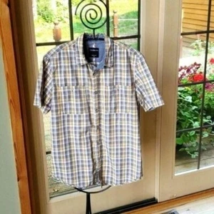 Calvin Klein Jeans Plaid Casual Button Down Pocket Short Sleeve Sz M Shirt - Picture 1 of 11