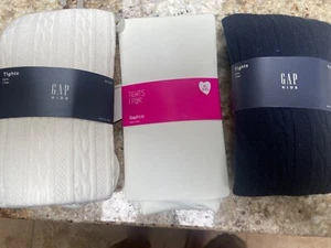 Gap GapKids Girls Tights Three navy blue, white, pattern White XL / XXL New - Picture 1 of 4