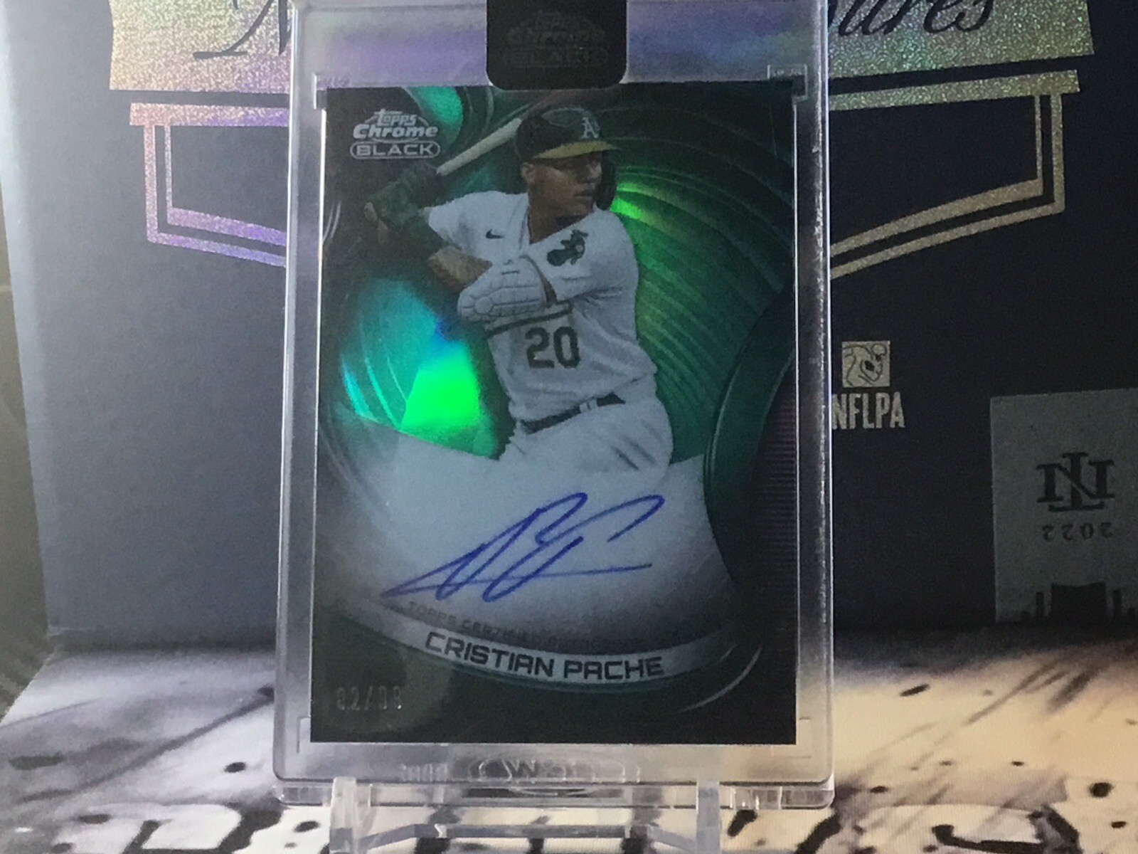 2022 CRISTIAN PACHE TOPPS CHROME BLACK GREEN REFRACTOR Auto SSP /99. Encased⚾️🔥