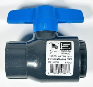 1 x Spears 2621-010G Utility PVC Ball Valve, 1", FNPT End Style Domestic EPDM - Picture 1 of 3