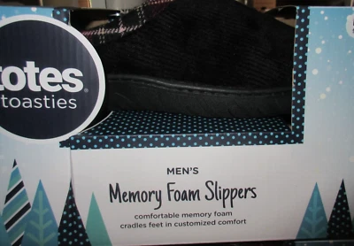 Zapatillas de espuma viscoelástica TOTES NUEVAS CON ETIQUETAS para hombre medianas 8-9 negras rojas a cuadros tostadas Foto 1 de 3