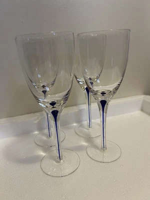 Juego de 4 copas de vino Orrefors Intermezzo azul lágrima claret blanco 8 3/4" Foto 1 de 4