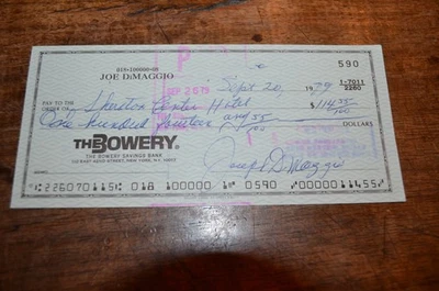 Joe DiMaggio JSA LOA cheque firmado New York Yankees 120% garantía casi nuevo Foto 1 de 2