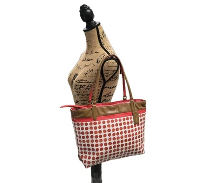 COACH Orange Coated Canvas & Leather Polka Dot Tote Satchel Shoulder Bag 29432  - Image 1 of 4