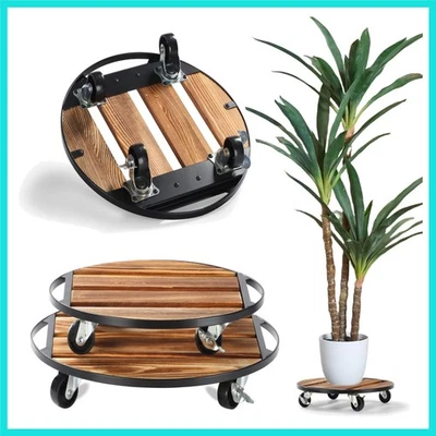 2 件装植物收纳盒带轮子,14 英寸 + 12 英寸滚动式植物支架 264 磅重型... — 第 1/4 张图片