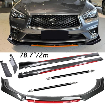Carbon Fiber Look Red Front Lip Chin Bumper Side Skirt For Infiniti QX50 QX60 - Imagem 1 de 4