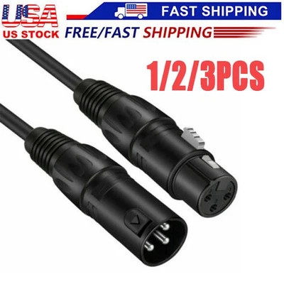 Premium XLR Male to Female All Sizes Microphone Cable Balanced 3 Pin Pro Grade - Image 1 of 4