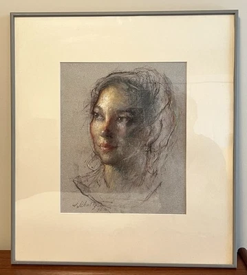 William J Schultz 1985 impresionista estadounidense original retrato pastel enmarcado Foto 1 de 4