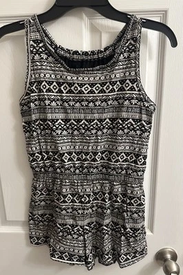 Mono Mameluco Antiguo Azul Marino Niñas Talla XL 14 Una Pieza Negro Blanco Verano Foto 1 de 4