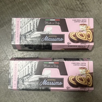 2 Pack Swiss Roll Cream Coffee Filling Chocolate Coated Maestro Massimo Il Forno - Image 1 of 4