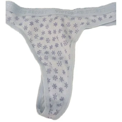 Y2K Victoria's Secret De Colección Tanga de Algodón Bikini Panty Azul Copo de Nieve Pequeño 2002 Foto 1 de 4