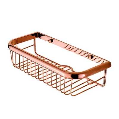 Cesta de almacenamiento montada en la pared para carrito de ducha de baño de cobre oro rosa de 30 cm = Foto 1 de 4