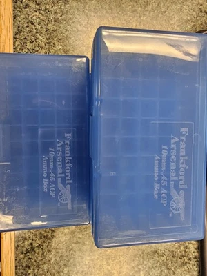 批量 7 件 Frankford Arsenal 10 毫米 - 0.45 ACP 50 圆形弹药盒 508 蓝色 — 第 1/2 张图片