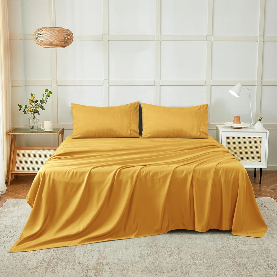 Lençóis de cama 4 peças conjunto de lençóis de microfibra luxo série 1800 conjunto de lençóis de bolso profundo - Imagem 1 de 1