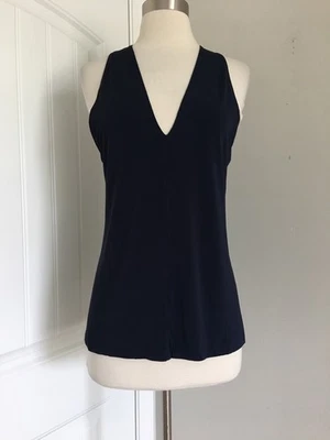 TOP SIN MANGAS DONNA KARAN NEW YORK ETIQUETA NEGRA CUELLO EN V AZUL MARINO TALLA L Foto 1 de 4