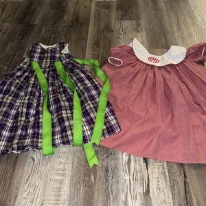 2 Vintage Handmade Dress Girls Purple & Red (5) - Picture 1 of 5