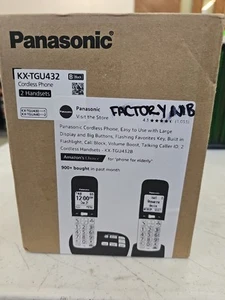Panasonic Expandable Cordless Phone Answering Machine Call Block 2 Handset Black - Zdjęcie 1 z 3