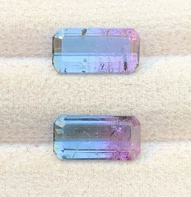 5.59CRT  rare bicolour Tourmaline pairNatural Earth Mined Unheated Faceted - Image 1 of 4