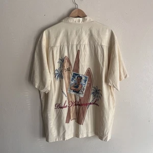 Duke Kahanamoku Hawaiian Shirt Bamboo  Surfboards Postage Mens XL Embroidered  - Picture 1 of 8