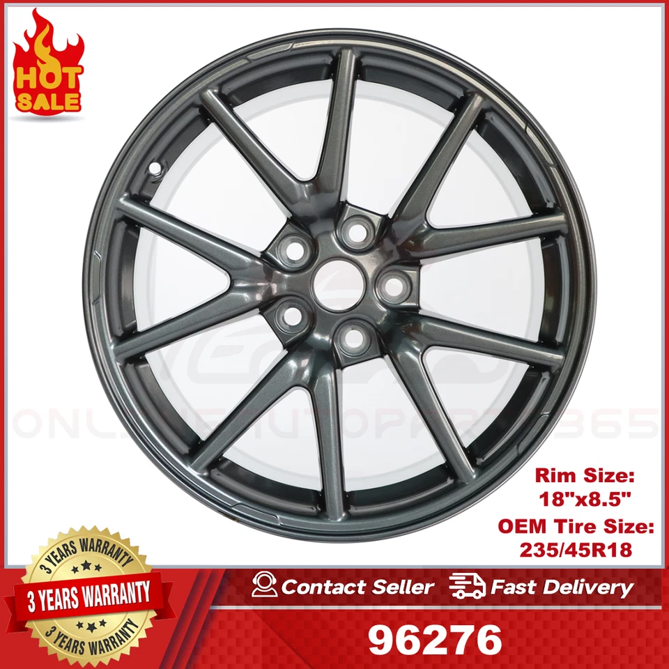 For Tesla Model 3 2017 2018 2019-2023 OEM Wheel 18" 18x8.5 Charcoal Rim 96276 - Image 1 of 4