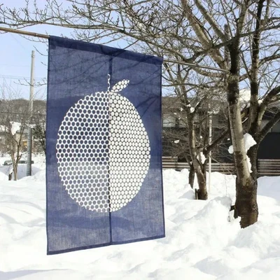 Japanese Traditional Handmade Linen Noren Curtain -Turtle Indigo Blue JAPAN Gift - Image 1 of 4