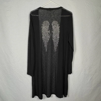 Angel Wings Long Cardigan Size XXXL Rhinestone Y2K Biker Dark Fairy Whimsigoth - Image 1 of 4