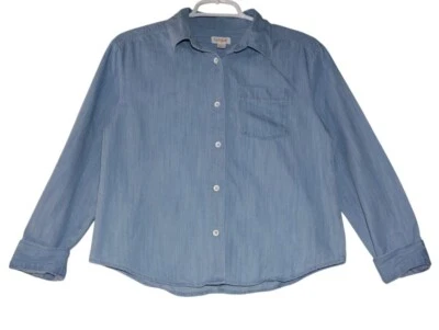 Caslon, Light blue long sleeve button down cotton shirt for girls, Size L 10/12 - Image 1 of 4