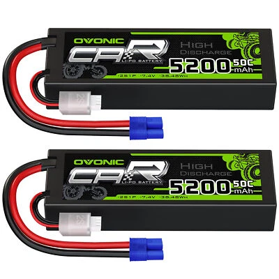 2X Batería OVONIC 7.4V Lipo 2S 5200mAh 50C con EC3 para Arrma Camión Coche Heli jet Foto 1 de 4