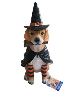 Lab Retriever Golden Witch Halloween Orange Socks Statue Figure- Adorable! - Picture 1 of 7